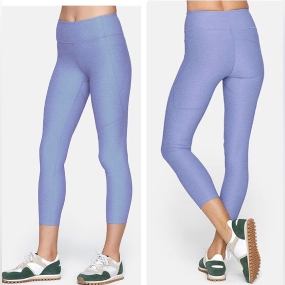 Outdoor Voices 3/4 Lilac Warm Up Leggings Blue Cropped Size Medium
